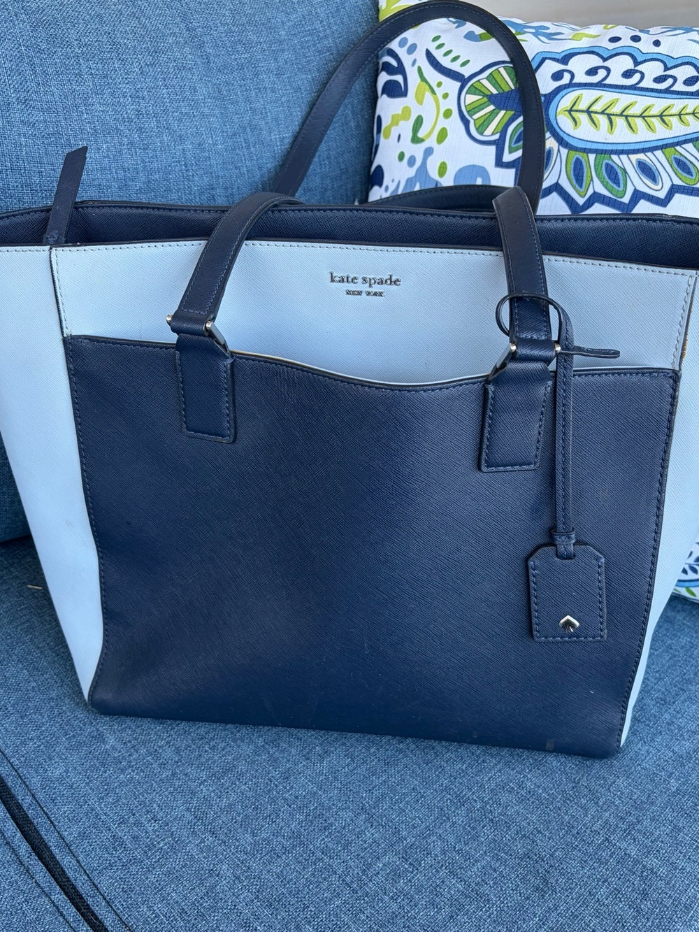 Kate Spade Cameron Large Laptop Work Tote Navy Light Blue WKRU5840